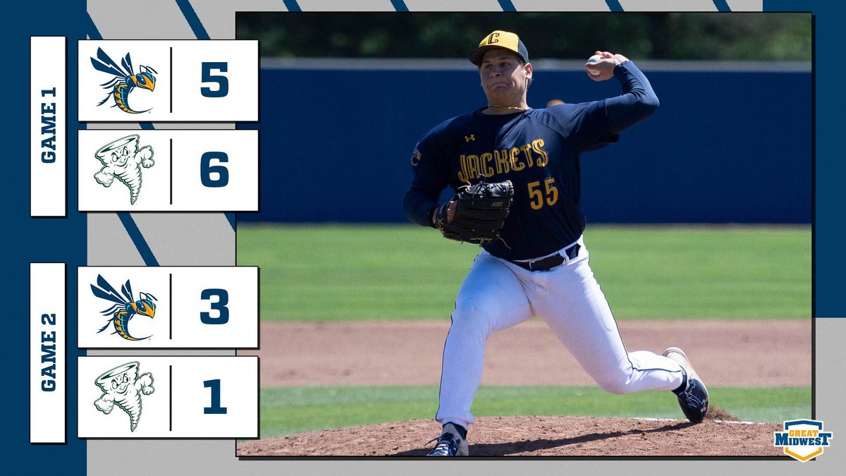 BSB FINAL - @CUJacketsBase splits @GreatMidwestAC DH with Lake Erie Storm in Painesville, OH. G1 - @Ebling21 2-5, 2RBI; Henderson 2-4, 2B, 2R. G2 - @JensenWagoner 📷 7IP, 5H, 3K; Torres 2-4, HR, R, 2RBI. #CUJackets (12-31, 8-18 G-MAC) vs Lake Erie, Fri., Apr. 26 - DH at 1PM.