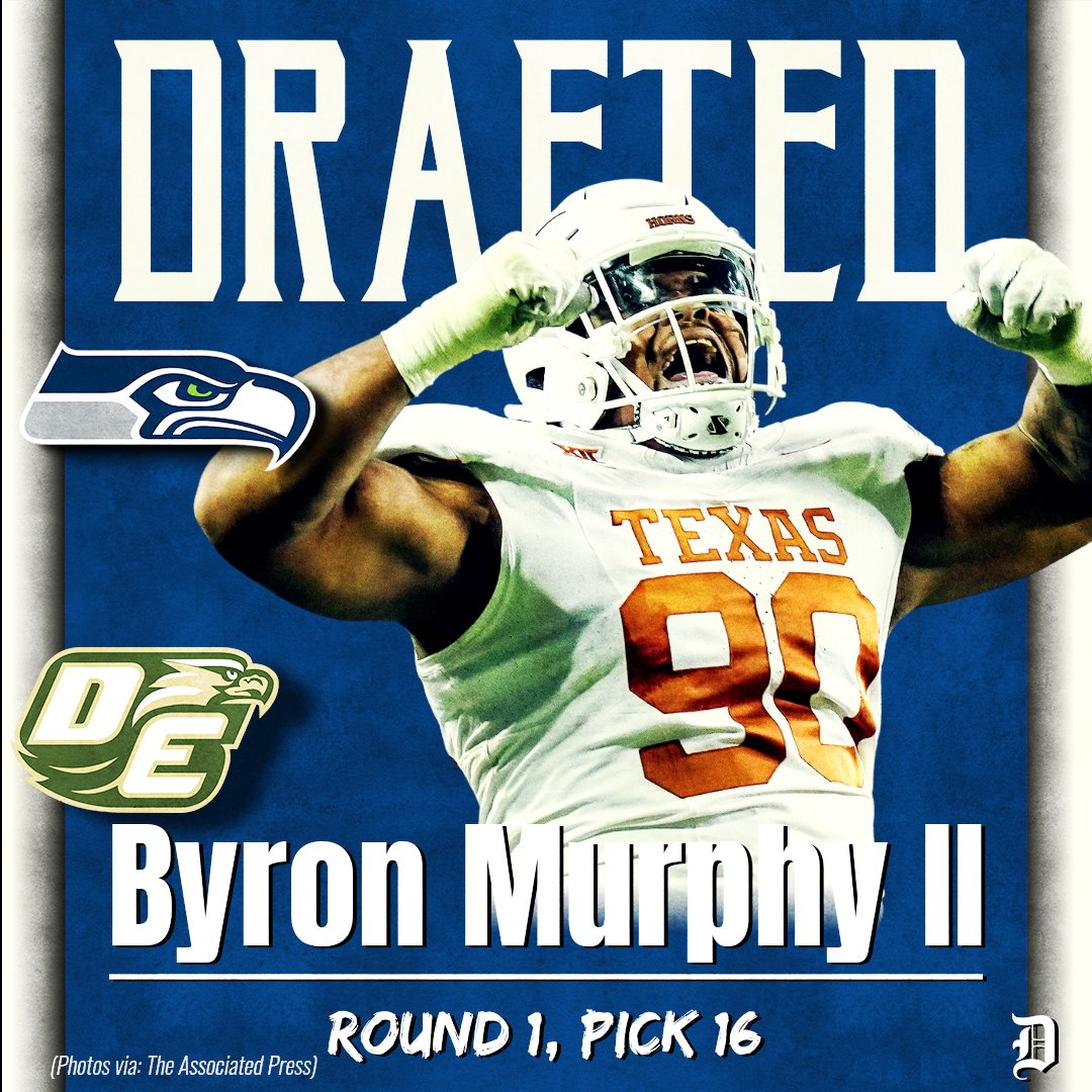 With the No. 16 overall pick in the 2024 #NFLDraft, the Seattle Seahawks select former DeSoto, Texas DT Byron Murphy STORY: dallasnews.com/high-school-sp… #TXHSFB