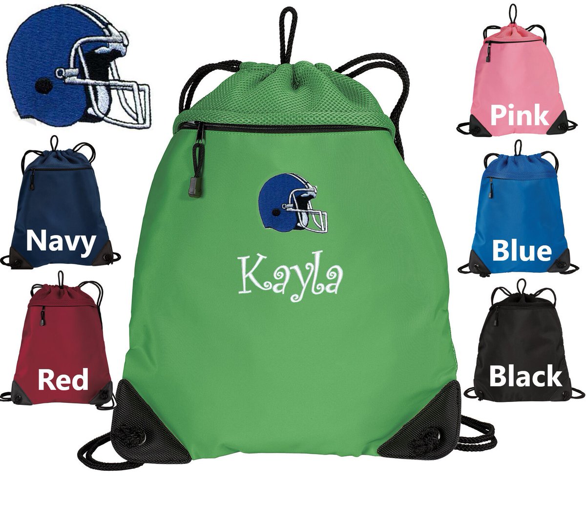 Personalized Kids Cinch Pack, Drawstring Gym School PE Pool Backpack, Embroidered Football Helmet, Monogrammed Custom Name, Kids Gift etsy.com/listing/687071…
 #BoysGift #personalized