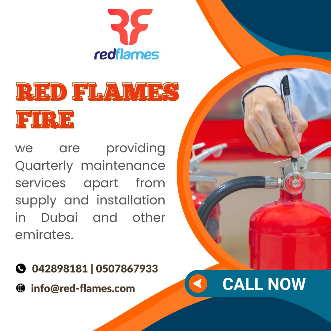 Book your fire extinguisher refill service with us today and have peace of mind knowing your fire safety equipment is in top condition! Contact us now at 042898181 | 0507867933 visit our website red-flames.com for more information.
#FireSafety #FireExtinguishers #Dubai