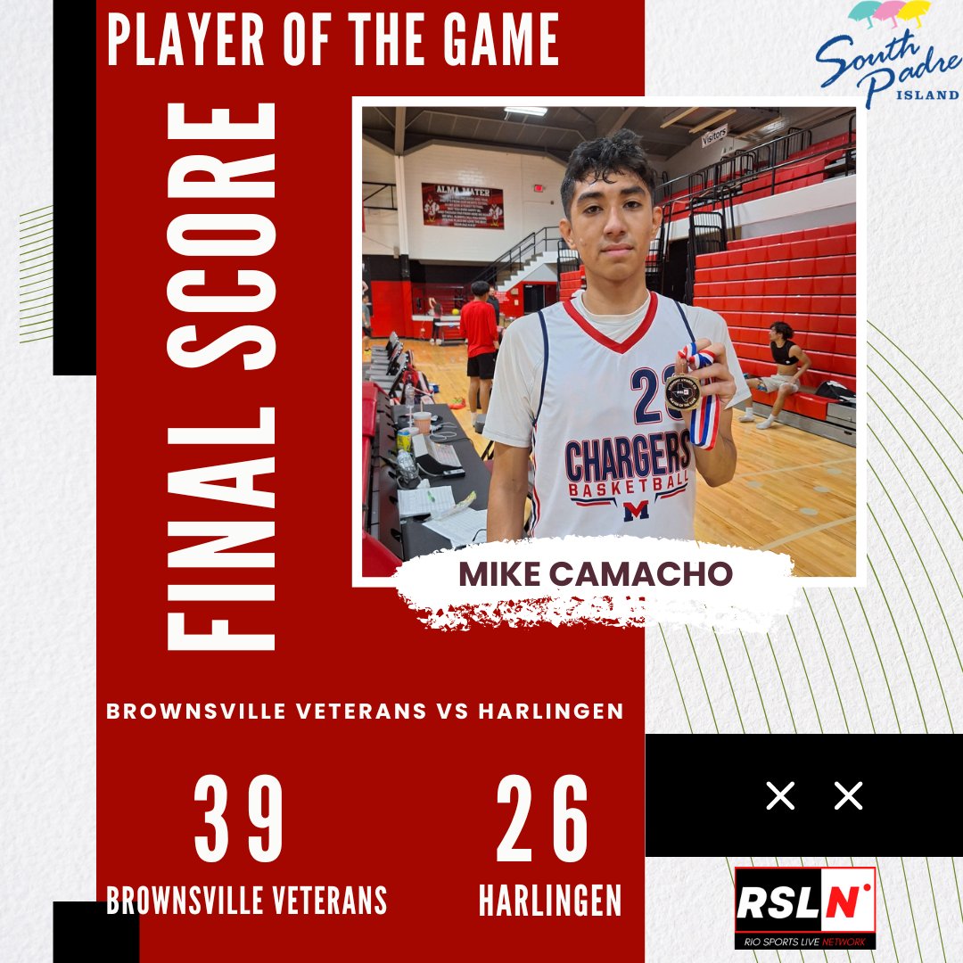 The Economy Awards Co. Player of the Game goes to Mike Camacho of Brownsville Veterans helping in the team win over Harlingen. #RSLBasketball🏀 “Brought to you in part by T-Mobile now serving Raymondville, Port Isabel and Rio Grande City.”