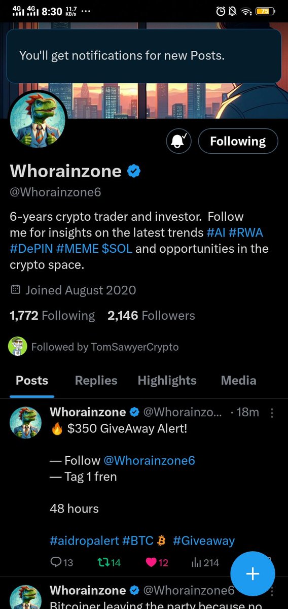 @Whorainzone6 Following you
Hope i may get noticed.
Join guys
@cryptodins 
@Samel @cj_dinenage