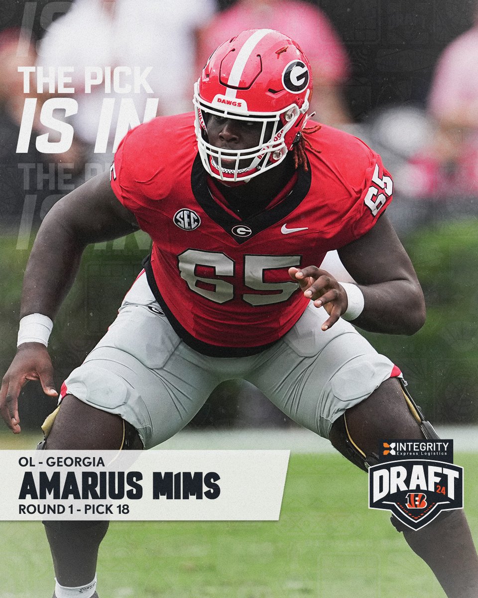 WITH THE 18TH OVERALL PICK ➡️ AMARIUS MIMS @IEL_LLC | #RuleTheJungle | 📺: 2024 Draft on ESPN/ABC/NFLN