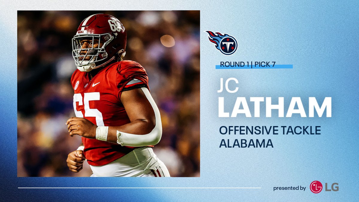 'Going back to left (tackle), I've been training all this offseason, so I'm ready to go.' @Titans pick @AlabamaFTBL tackle JC Latham @TKJaayy in first round of the #NFLDraft. Story is updated with quotes and videos from Detroit. HERE -> bit.ly/3QjhUxK