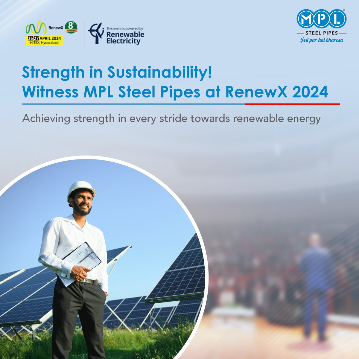 Join us at RenewX 2024 as MPL Steel Pipes stands tall, fortifying the foundation of renewable energy with strength and resilience.
@renewxindia
#MPLSteelPipes #IssiParHaiBharosa #steelindustry #MSPipes #renewx2024 #RenewX #renewablenergy #sustainability
