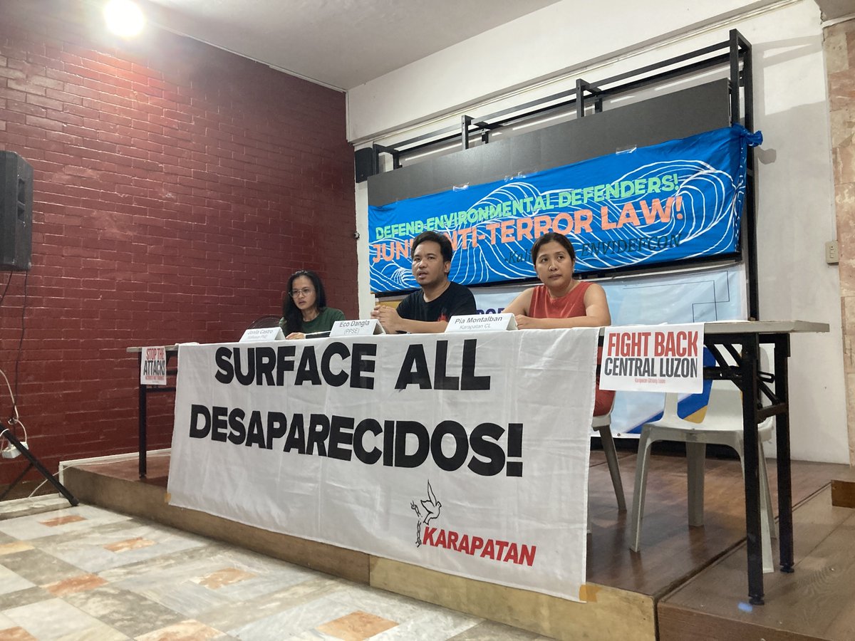 NOW: Abducted environmental activist Eco Dangla details his abduction and forced detention last March in a press conference by Kalikasan People's Network for the Environment and Karapatan at the Commission on Human Rights. #SurfaceAllDesaparecidos #StopTheAttacks