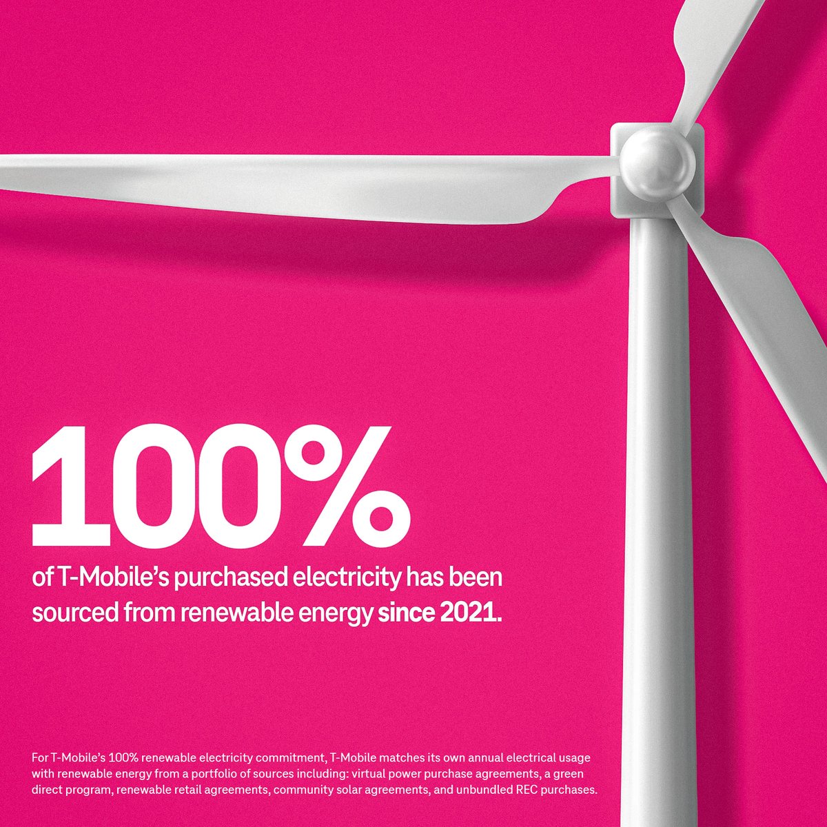 fun fact: @TMobile was the *first* wireless provider in the country to commit to sourcing 100% renewable electricity 👏

#TeamMagenta #EarthWeek