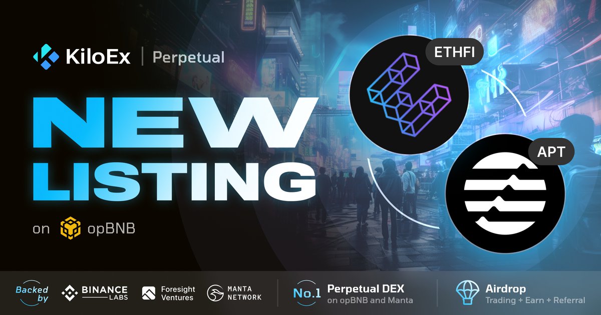 Responding to community demand, you can now long or short $ETHFI @ether_fi and $APT @Aptos with up to 100x leverage on @KiloEx_perp 😍