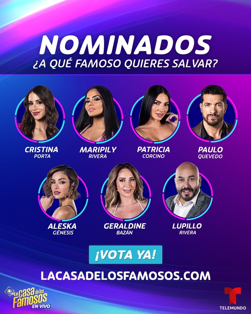 😵 ¡7 de los 10 habitantes NOMINADOS! 🚨 Estos famosos quedaron en la cuerda floja y ERES TÚ quien tiene la última palabra...Vota por el famoso que QUIERES SALVAR en lacasadelosfamosos.com #LCDLF4