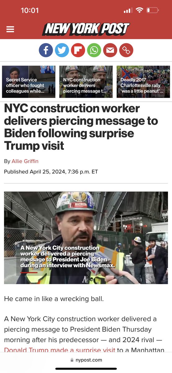 Trump keeps killing it no matter where he pops up between his sham court sessions! Last week a hero’s welcome in Harlem this week NYC construction workers cheered Trump shouting U-S-A! One construction worker when asked what message he has for Biden spoke for most: “Fu*ck You”!