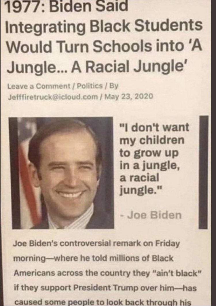 Recently, #JohnLegend called #Trump nothing but a racist. Someone needs to show him the old vids & newspaper articles showing #Biden is the true racist! Hell...show them to everyone in HW & #MSM! But, I'd be willing to bet they've already seen them & don't care! #Trump