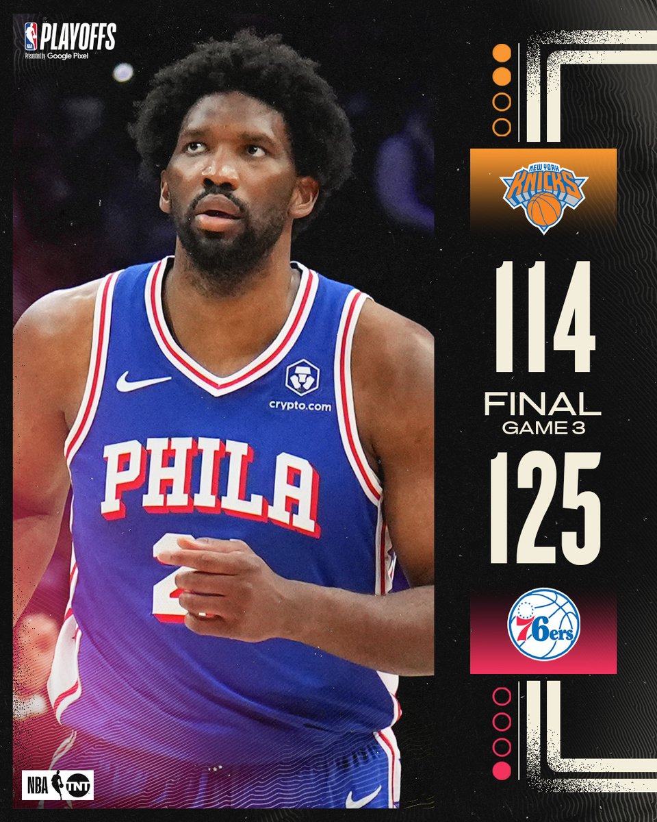 Joel Embiid drops a #NBAPlayoffs CAREER-HIGH to lead the @sixers in Game 3! 🔔🔥 50 PTS | 13-19 FG | 5 3PM | 8 REB | 4 AST