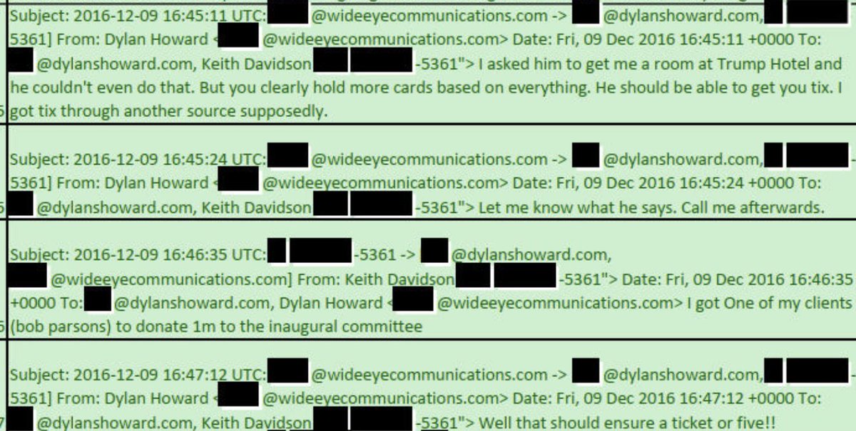 #TrumpTrial exhibits: among today's many text messages, this on Bob Parsons of Go Daddy fame contributing $1 million to the inauguration; the hunger for tickets (and for a room at the Trump Hotel). Ryan Howard with his loudly-unnamed relative, not in evidence...