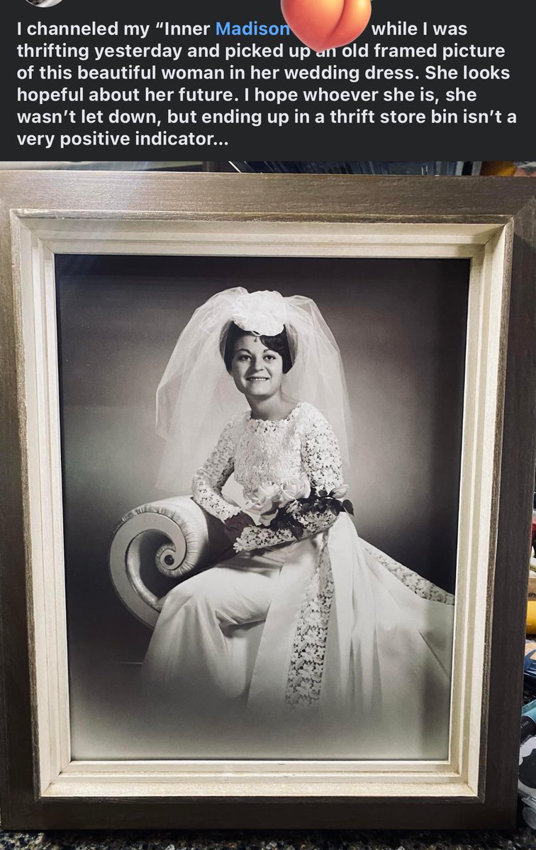 My cousin followed in my footsteps and brought home a thrift store family member!!! So happy this bride is no longer forgotten and tossed away