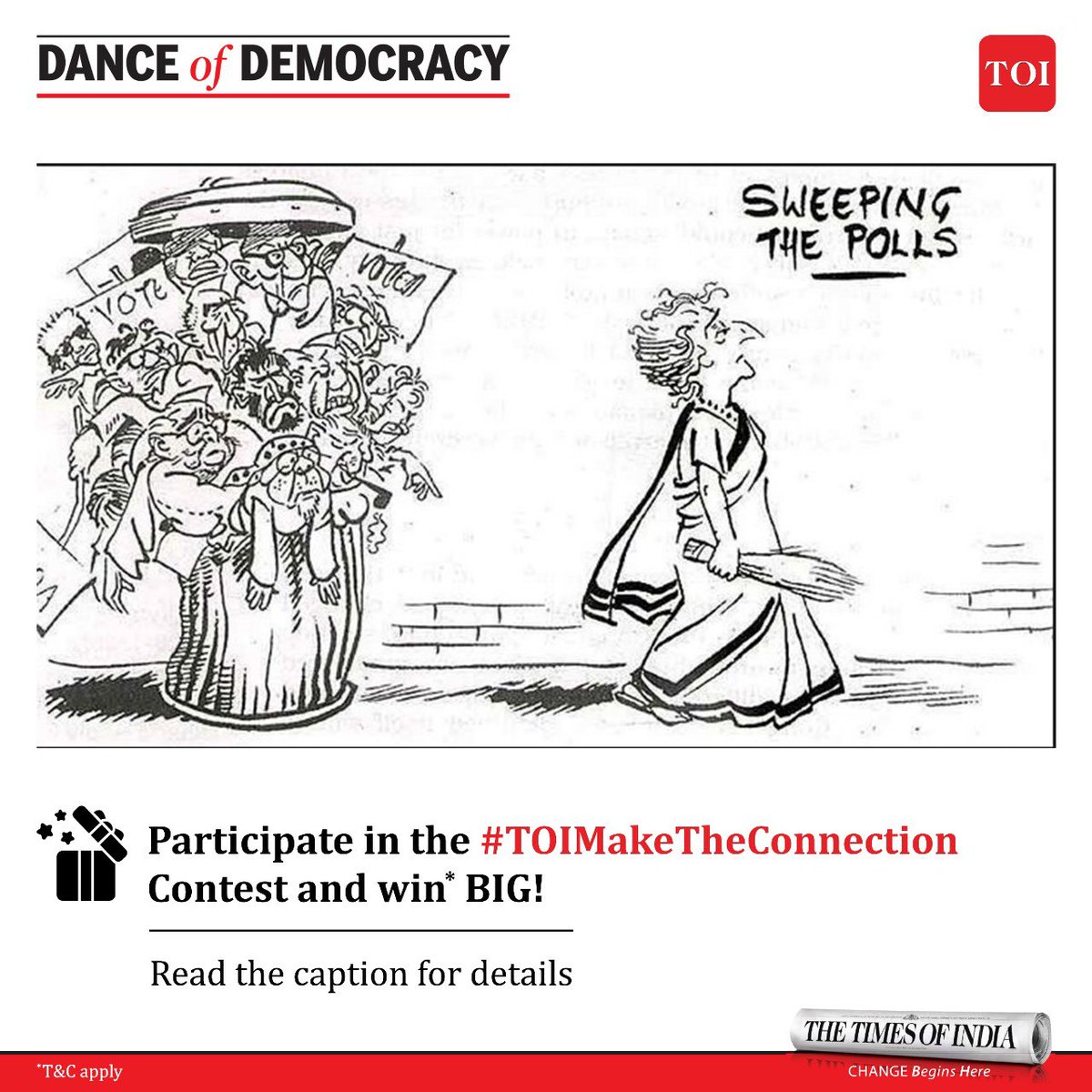 If you think you have the knack to make the connection between 'Then' and 'Now' i.e. what hasn't changed over the years in the world’s largest democracy, then here’s your chance to win BIG! 💰

HOW TO PARTICIPATE:
1️⃣Share the above cartoon on your Instagram/Facebook/LinkedIn or X