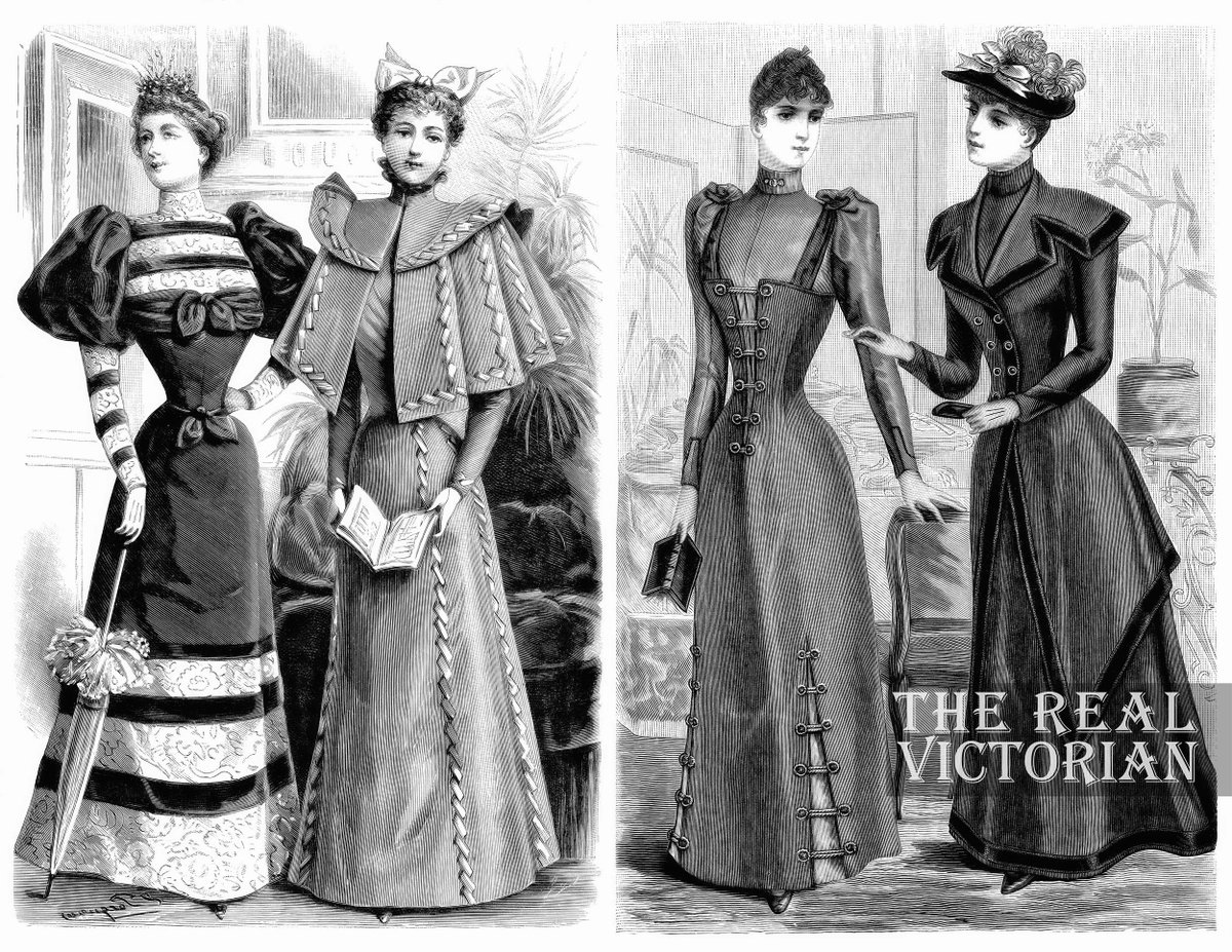 Two pairs of Victorian ladies visiting a museum or art gallery. Paris, 1893. 
Printable, high-res JPEG at etsy.me/3UCLNfa. 
| #19thcentury #belleepoque #gildedage #fashionhistory #fashionillustration #victorian #vintagefashion #vintageillustration