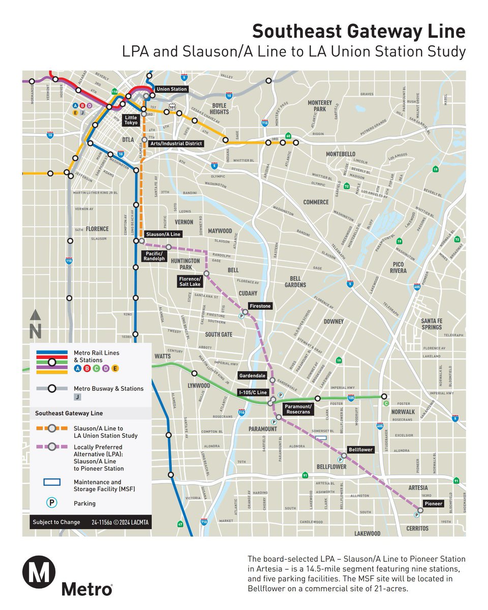 LA Metro has released the RFP for a contractor for “Advanced Works” for Southeast Gateway Line, to prepare alignment for main project construction (utility relocations, soil abatement, freight relocation, etc.). Contract might also include building C Line infill transfer station.