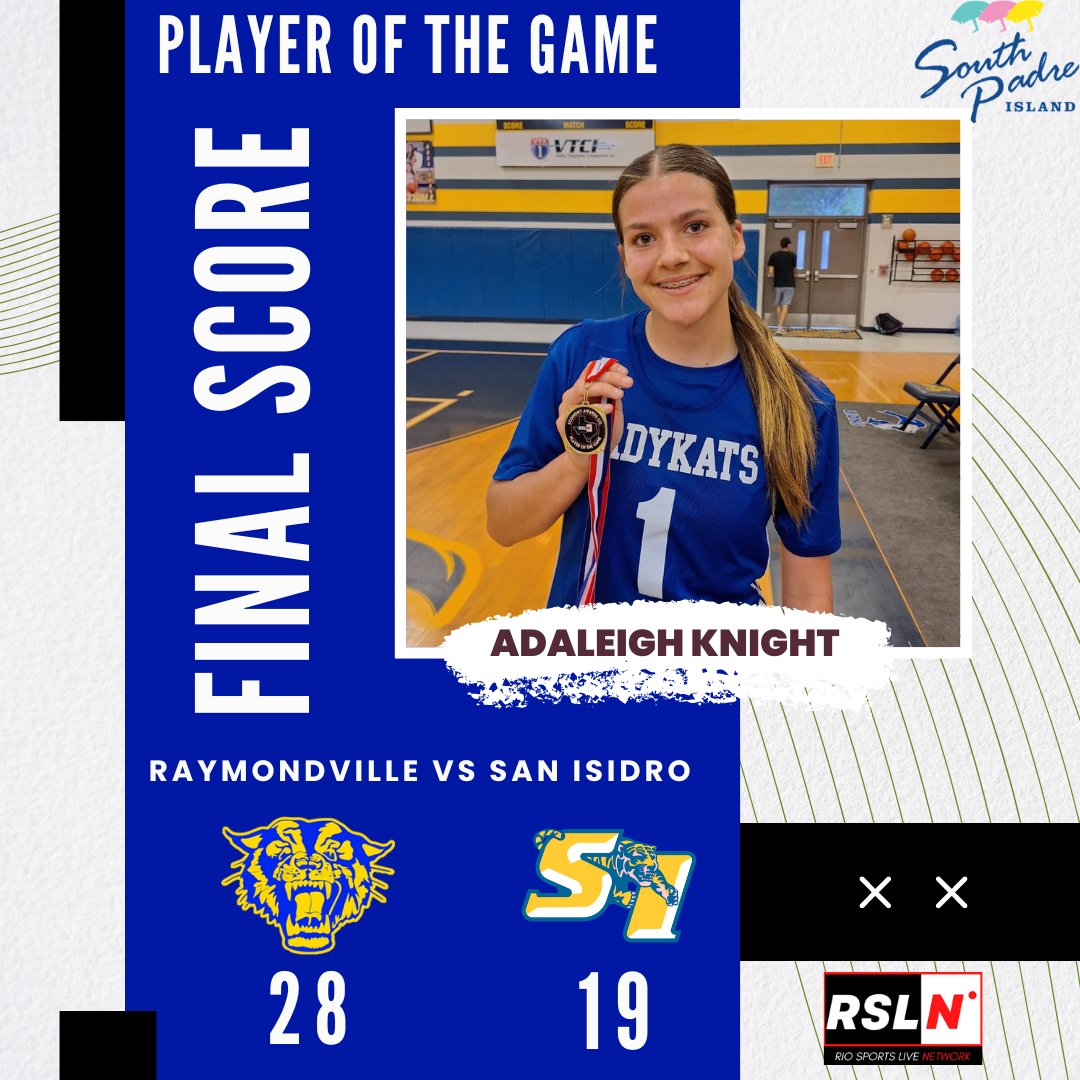 The Economy Awards Co. Player of the Game goes to Adaleigh Knight of Raymondville helping in the team win over San Isidro. #RSLBasketball🏀 “Brought to you in part by T-Mobile now serving Raymondville, Port Isabel and Rio Grande City.”