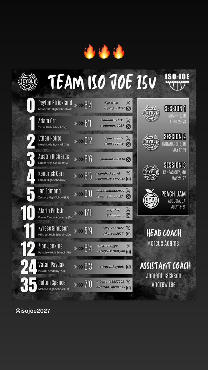 On my way to Memphis TN for EYBL circuit 1 with ISO JOE 2027🔥🏀
<a href="/EricCross32/">Eric Cross</a> <a href="/TexTigerHoops/">Texas Tiger Hoops 📈🐅</a> <a href="/nikebasketball/">Nike Basketball</a> <a href="/EYBLTheCircuit/">The Circuit</a>
