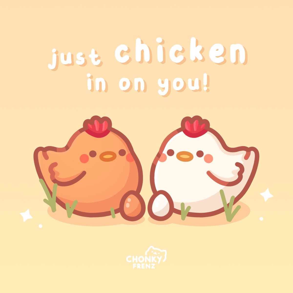 just chicken in on you 🐔send this to someone who you want to check up on!

available as a greeting card on our shop
🛒chonkyfrenz.com/products/just-…

#illustrator #procreate #chicken #greetingcards