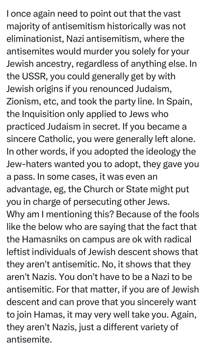 The presence of some Jews among the anti-Israel activists isn’t good evidence that they’re not antisemitic. I found this analysis by ⁦@ProfDBernstein⁩ perceptive.