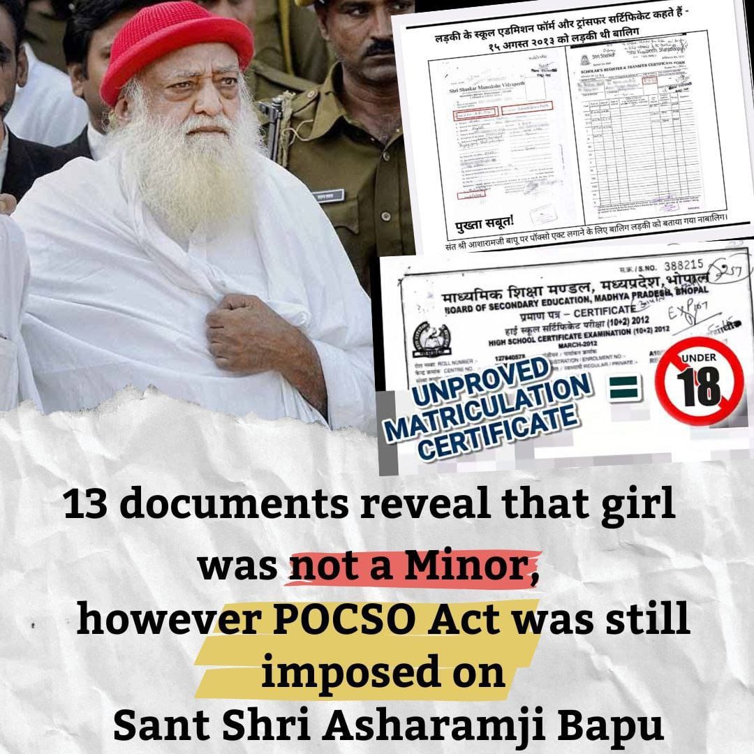 Real facts from the Asharamji Bapu Case might be very surprising for a lot of people as they have been systematically brainwashed for more than a decade to believe the sold-out media - their only source of information.

Hidden Aspects Seek Justice from the #FakeAllegations.