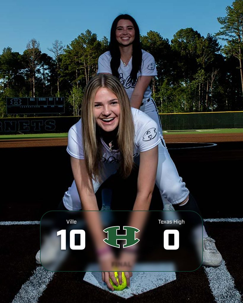 Hornets take Game 1 over Texas High 10-0 💚🥎🖤 Katie Vonrosenberg 4-4 at the plate for 4RBIs just a single short of the cycle & @JJduke23 with a 2 run shot to drive in 2RBIs and finish 2-4 and threw 6 innings w/ 9Ks on the night. Back to work tomorrow for Game 2 #LockIn