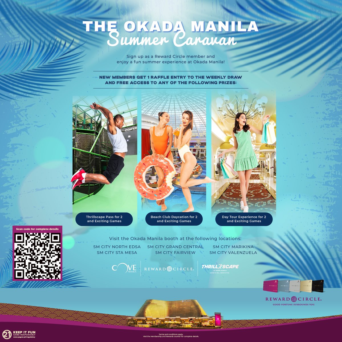 The Okada Manila Summer Caravan rolls on to the north! First stop: SM City Fairview. Drop by the Okada Manila booth and sign up as a Reward Circle member to win guaranteed prizes. Visit okdmnl.ph/SummerCaravan for complete details.