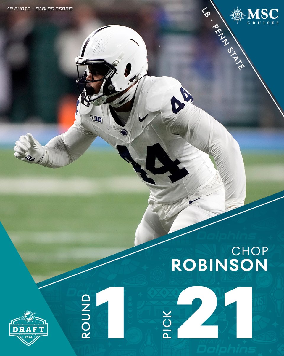 CHOP CHOP! 🪓🪓 With the 21st pick, we've selected LB Chop Robinson from @PennStateFball.