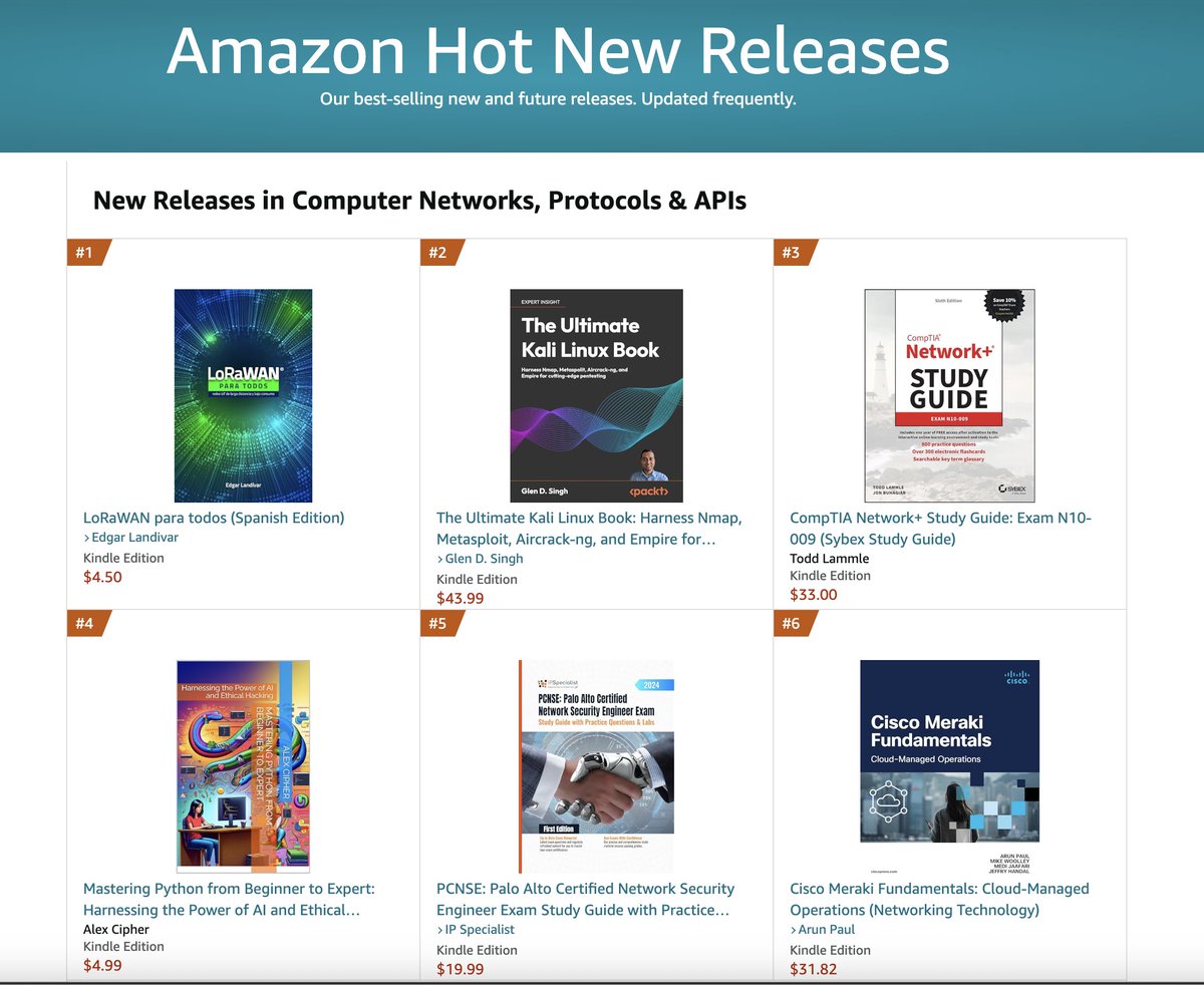 LoRaWAN PARA TODOS es #1 en 'New Releases' en la categoría  'Computer Networks, Protocols & API'.

Muerto de contento!!! 😍😍😍😍

#LoRaWAN #IoT