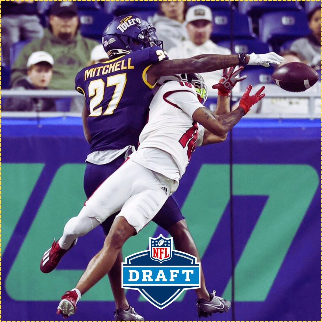 MySportsUpdate's tweet photo. The #Eagles are taking Toledo CB Quinyon Mitchell at No. 22 -- and they didn't need to trade up. This is the first time Howie Roseman has ever drafted a CB in Round 1. https://t.co/RJvUkRF8FI