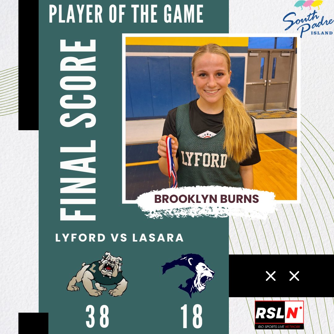The Economy Awards Co. Player of the Game goes to Brooklyn Burns of Lyford helping in the team win over Lasara. #RSLBasketball🏀 “Brought to you in part by T-Mobile now serving Raymondville, Port Isabel and Rio Grande City.”