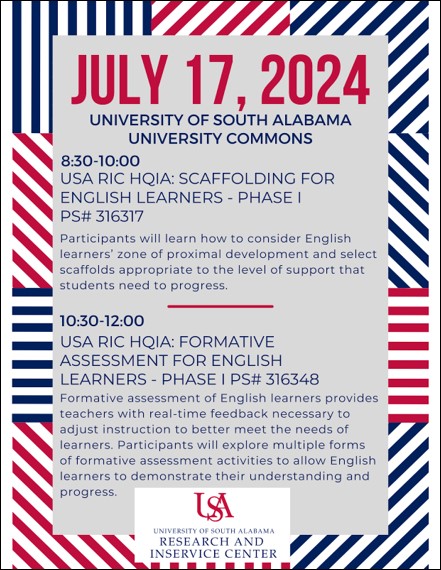 Danielle White (@daniellewhiteel) on Twitter photo Make plans to attend one or more of the HQIA for ELs sessions at SARIC. Share with individuals in your building who could benefit from this information. The first session is May 2.
<a href="/AlabamaAchieves/">Alabama State Department of Education</a> <a href="/ALSDE_EL/">ALSDE English Learners</a> <a href="/mrsmfranco/">Maria Franco</a> <a href="/AnnMarieBatist2/">Ann Marie Batista</a> <a href="/SeanJStevens/">Sean J. Stevens</a> <a href="/mjshields/">Dr. Melissa Shields, NBCT</a> <a href="/USASARIC/">SARIC</a> Make plans to attend one or more of the HQIA for ELs sessions at SARIC. Share with individuals in your building who could benefit from this information. The first session is May 2.
<a href="/AlabamaAchieves/">Alabama State Department of Education</a> <a href="/ALSDE_EL/">ALSDE English Learners</a> <a href="/mrsmfranco/">Maria Franco</a> <a href="/AnnMarieBatist2/">Ann Marie Batista</a> <a href="/SeanJStevens/">Sean J. Stevens</a> <a href="/mjshields/">Dr. Melissa Shields, NBCT</a> <a href="/USASARIC/">SARIC</a>