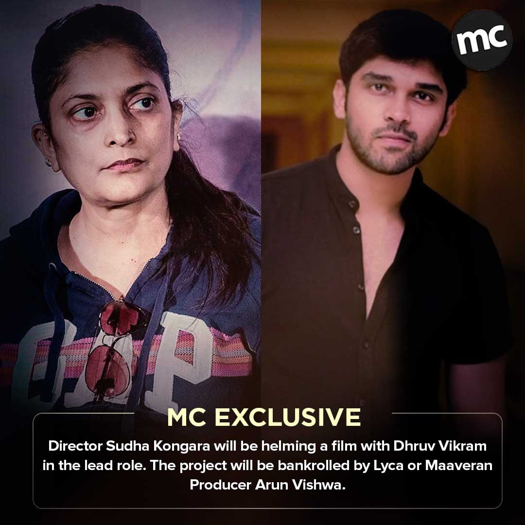 MC Exclusive: Lyca or Maaveran Producer Arun Vishwa will be producing Sudha Kongara's upcoming film starring #DhruvVikram. Talks are ongoing. #MCExclusive