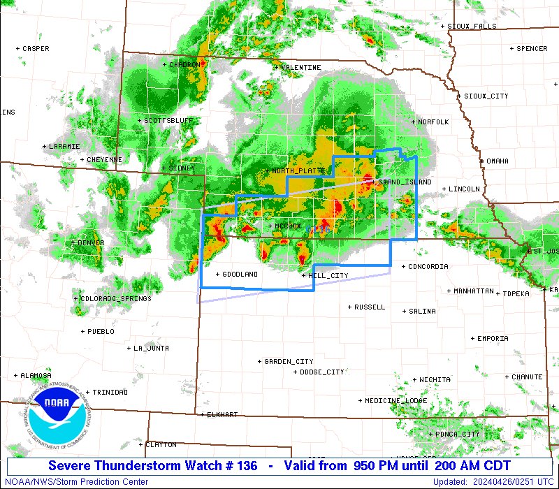 9:52pm CDT #SPC_Watch WW 136 SEVERE TSTM KS NE 260250Z - 260700Z, #kswx #newx, spc.noaa.gov/products/watch…