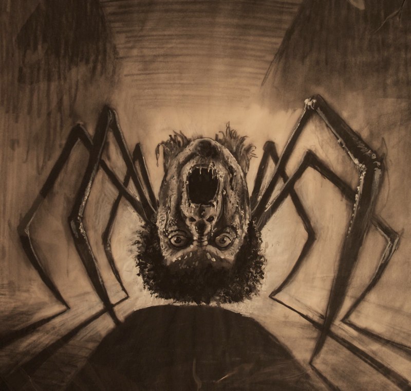 Original concept art for John Carpenter's THE THING by Gary Meyer featuring Rob Bottin's "Norris Spider Head".