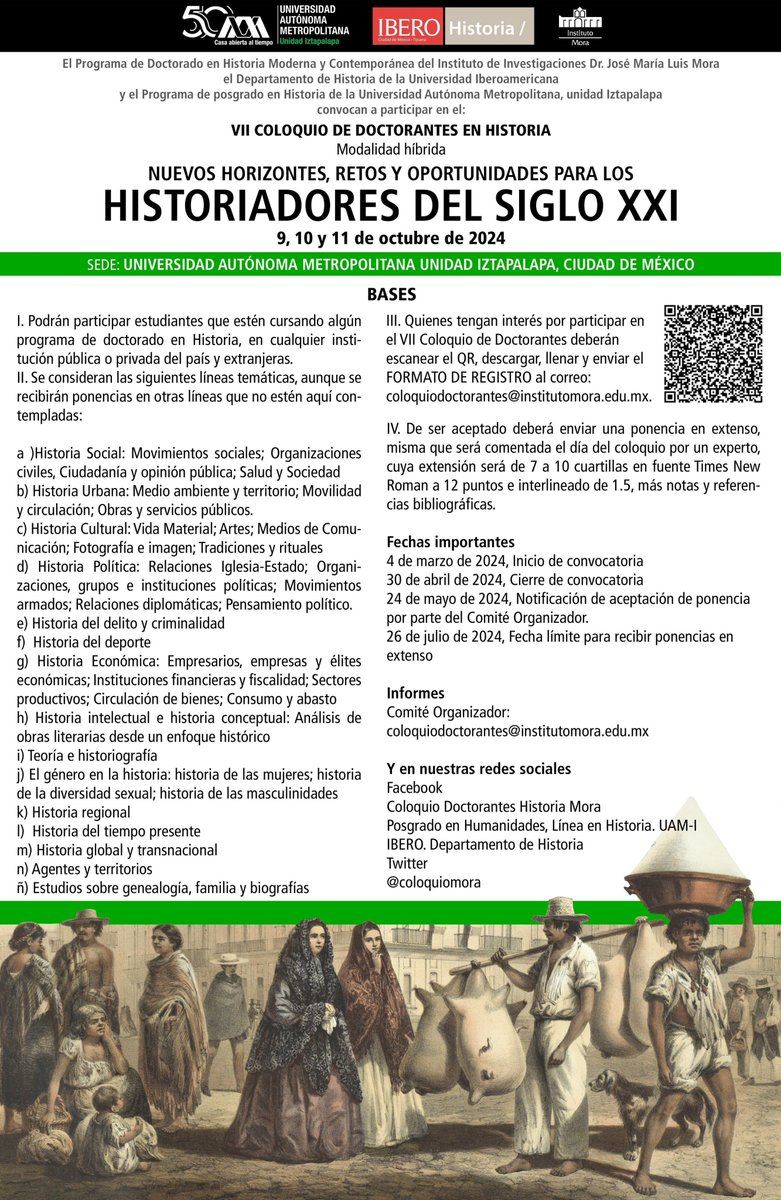 Col_Doc_Hist's tweet image. Seguimos al pendiente de sus propuestas ¡hasta el 30 de abril! 📅👀
Formato de registro: docs.google.com/document/d/1nT…