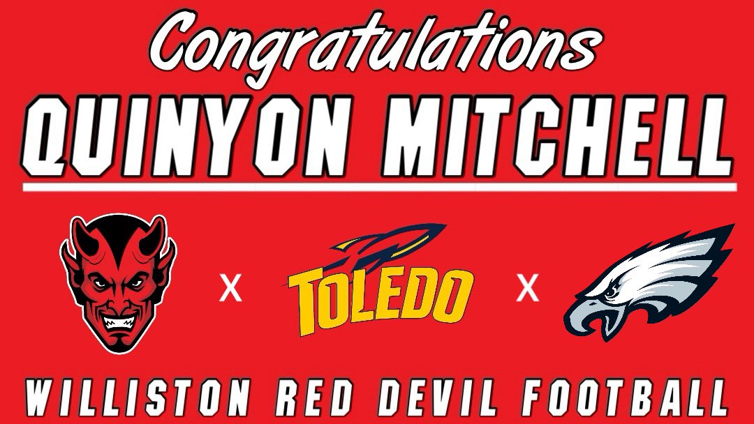 Congratulations @QuinyonMitchell 🔴 @Williston_FTBL x @ToledoFB x @Eagles #NFLDraft #FlyEaglesFly