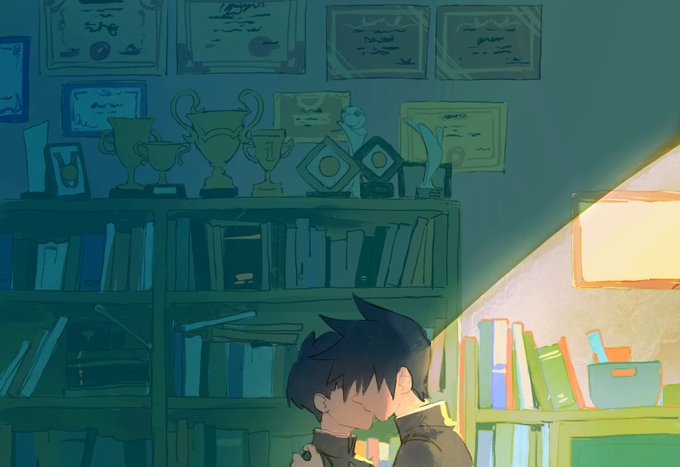 「bookshelf multiple boys」 illustration images(Latest)
