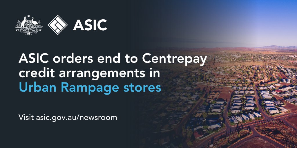 In the first use of a final stop order under the design and distribution obligations regime, we have ordered that Urban Rampage owner, Coral Coast Distributors, can no longer sign up customers into Centrepay credit arrangements bit.ly/3w6kqR9