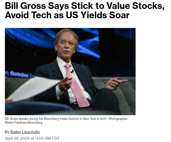 Avoid Tech Stocks and stick to value stocks says Bond King Bill Gross