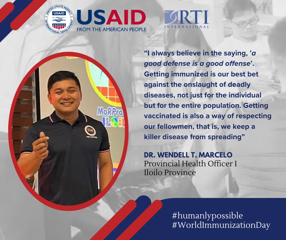 #WorldImmunizationWeek Dr. Wendell of the PHO Iloilo is a key mover of the Provincial Nutrition Action Team. He is a staunch advocate of children’s rights. USAID has supported local initiatives on FP-ARH rights as part of the #UHC initiatives at the local level. #HumanlyPossible