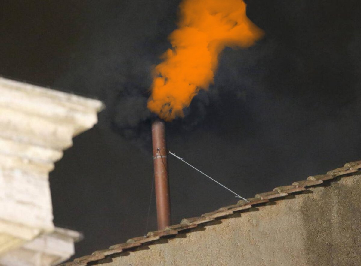 Orange Smoke fumes out of the Sistine Chapel, signifying that the Bears have selected a new franchise QB.