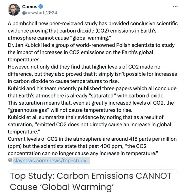 No Tricks Zone pseudoscience conspiracy blog is promoting a NON-peer-reviewed paper by 3 physics-illiterate Polish Engineers. It's being spread by science deniers as a 'Bombshell new paper that provides conclusive evidence that CO2 cannot cause global warming!'😂 See🧵 1/