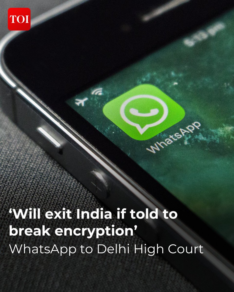 #WhatsApp has told Delhi High Court that the messaging platform will effectively shut down in India if it is forced to break message encryption. 

The company said that end-to-end encryption protects user privacy by ensuring only the sender and recipient can access message