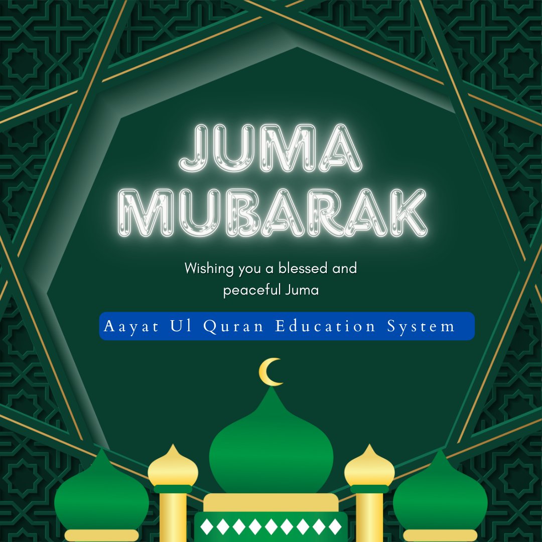 'Jumma Mubarak! 🌟 Wishing you a blessed and peaceful Jumma from all of us at 𝗔𝗮𝘆𝗮𝘁 𝗨𝗹 𝗤𝘂𝗿𝗮𝗻 𝗘𝗱𝘂𝗰𝗮𝘁𝗶𝗼𝗻 𝗦𝘆𝘀𝘁𝗲𝗺.
#JummaMubarak #BlessedDay #AayatUlQuran #QuranicLearning #SpiritualFulfillment #IslamicEducation #KnowledgeAndFaith #EnrollNow