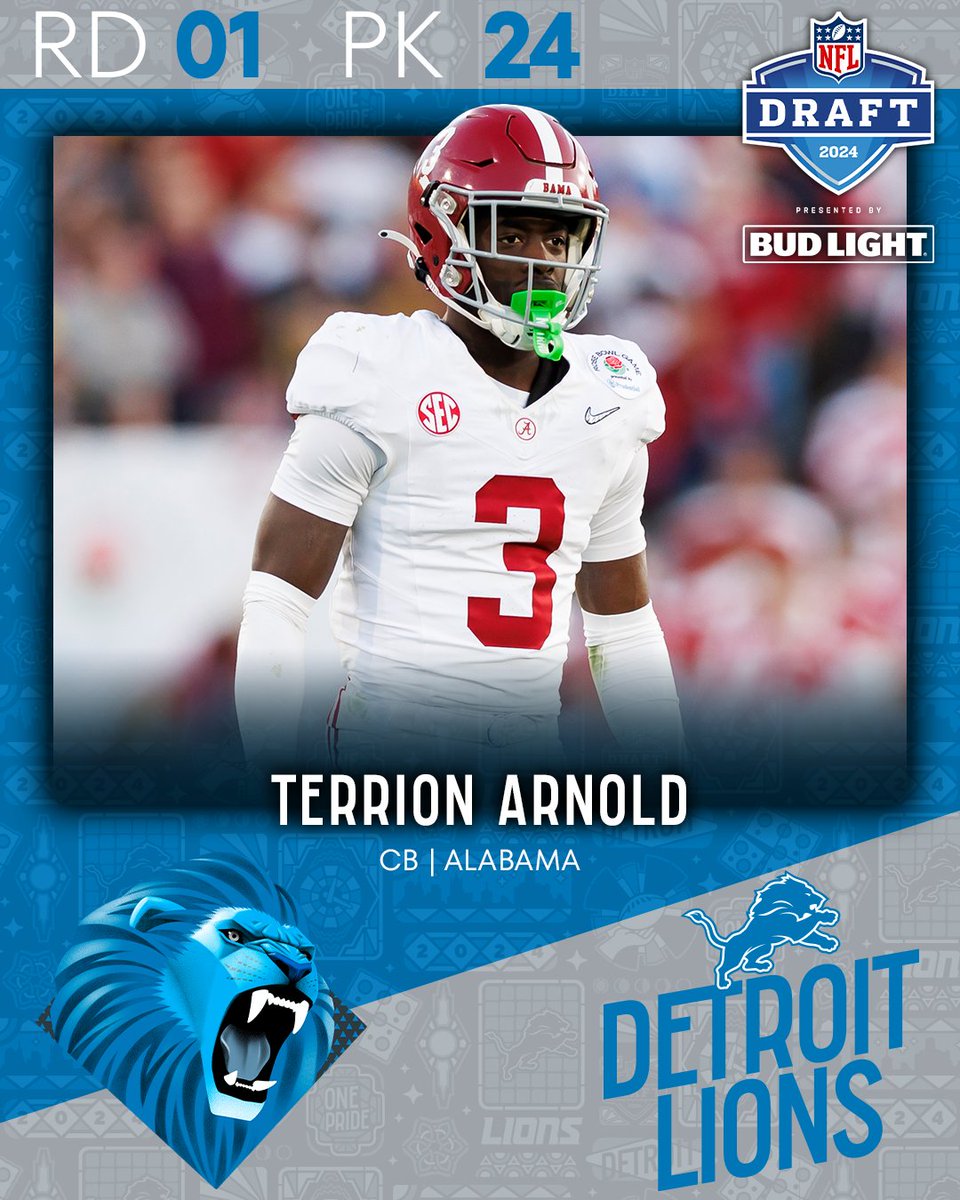 Terrion Arnold to the Motor City! 🫡