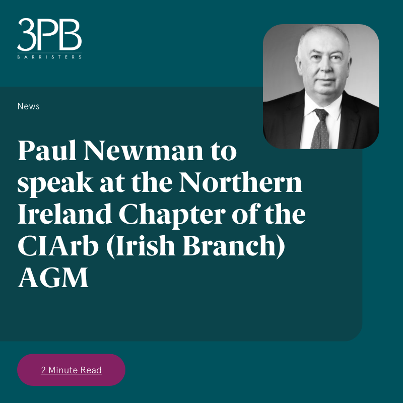 Specialist @3PBConstruction law barrister Paul Newman BL to guest speak at the Northern Ireland Chapter of the Chartered Institute of Arbitrators (@Ciarb) AGM in Belfast on 2 May 2024. #constructionlaw #arbitration Read more 3pb.co.uk/paul-newman-gu…