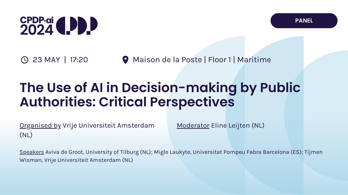 What is the current state of legal protection to individuals vis-à-vis the state in administrative procedures provided by EU law? Organised by @Vuamsterdam with @elineleijten, Aviva de Groot @TilburgU, Migle Laukyte @UPFBarcelona, @TijmenWisman @Vuamsterdam #CPDPai2024