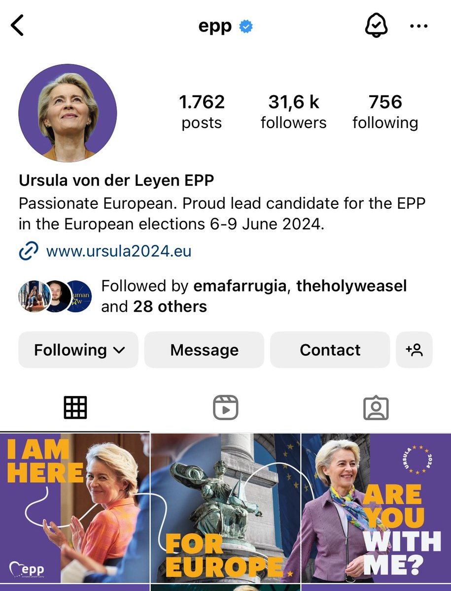 Interesting comms/campaign choice from the EPP turning the Party Insta account into a personal VdL account.